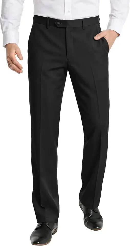 PLEPAN Men's Classic Fit Dress Pants Wrinkle‑Resistant