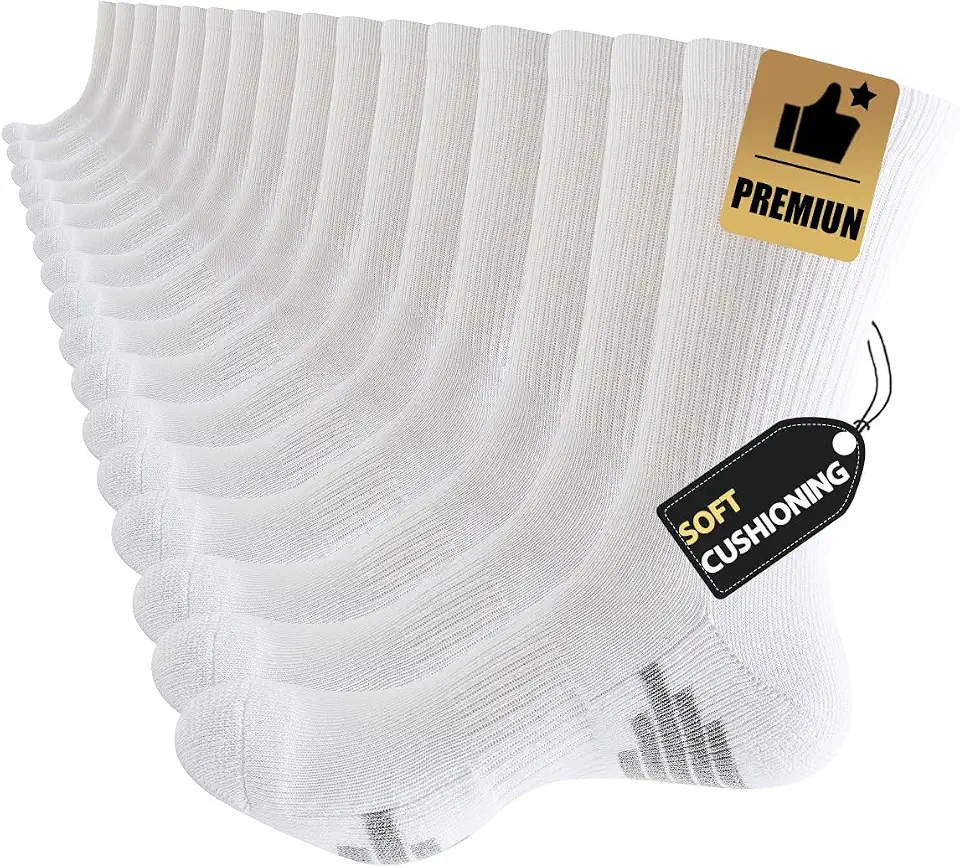 JOYNÉE 8 Pairs Mens Cushion Athletic Crew Socks Long Workout Socks