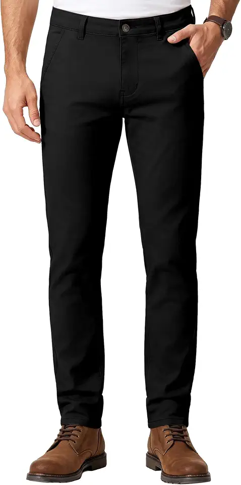 WULFUL Men's Dress Pants Slim Fit Skinny Stretch Flat Front Slacks Trousers