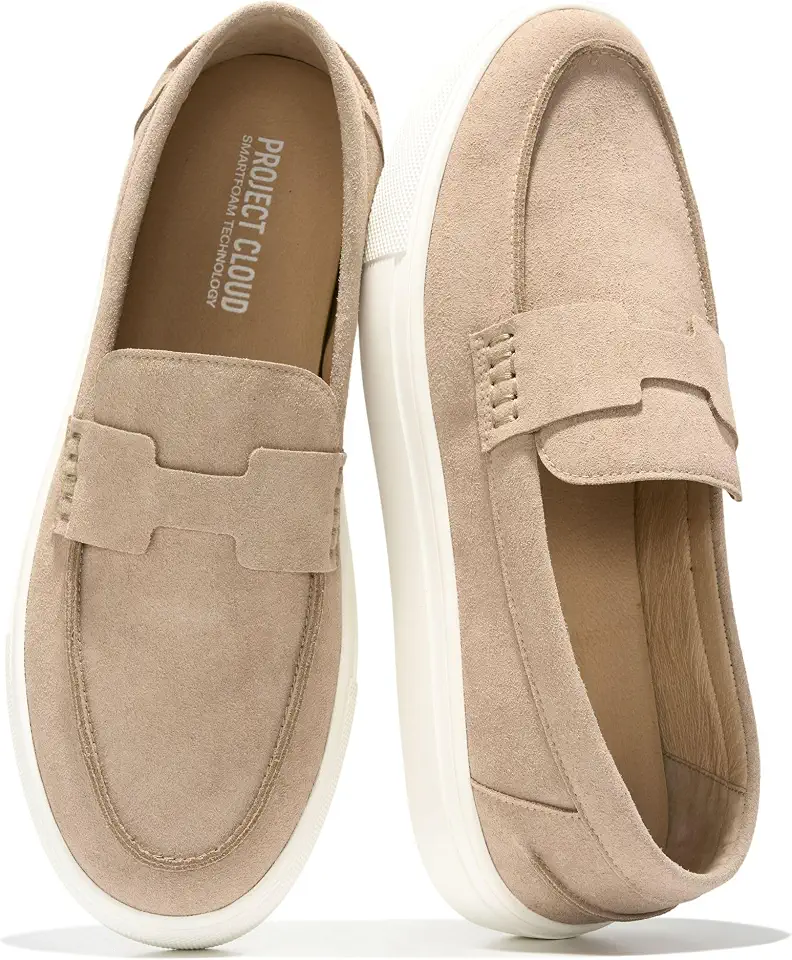 Project Cloud 100% Genuine Leather Mens Dress Sneakers Loafers for Men