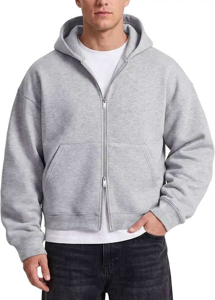 Men Woman Cropped Zip Up Scuba Hoodie Oversized Sweatshirt Jacket