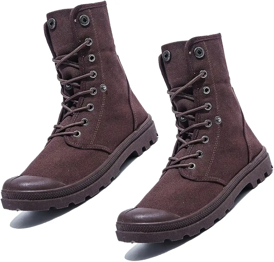 Men's High Top Canvas Sneakers Combat Boots Lace Up Casual Ankle