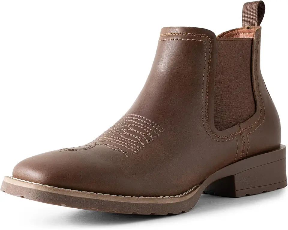 Vostey Mens Cowboy Boots Leather Western Ankle Chelsea