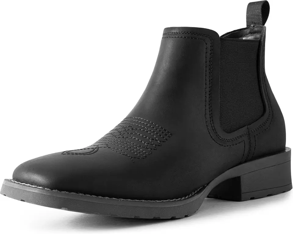 Vostey Mens Cowboy Boots Leather Western Ankle Chelsea