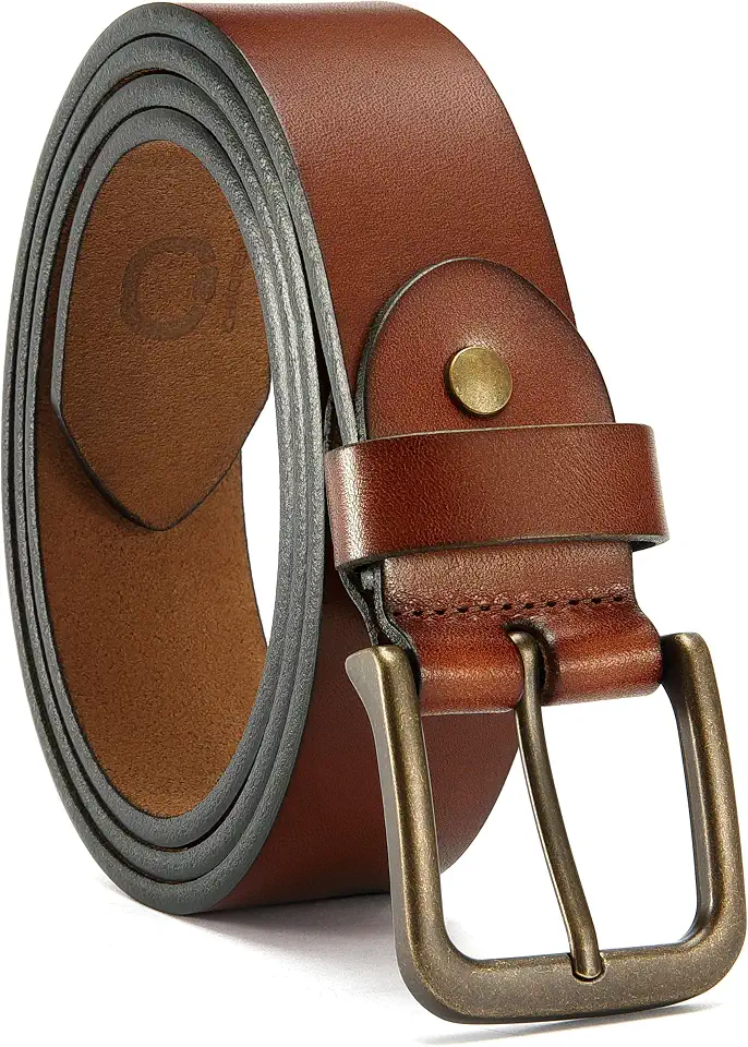 CHAOREN Mens Belts Casual for Jeans - Full-Grain Leather, Durable Cowhide