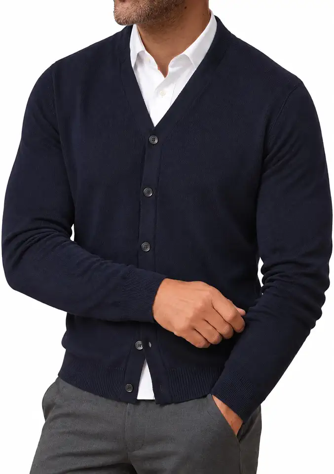 Mens Cardigan Sweaters Knit V Neck Casual Button Down Sweater
