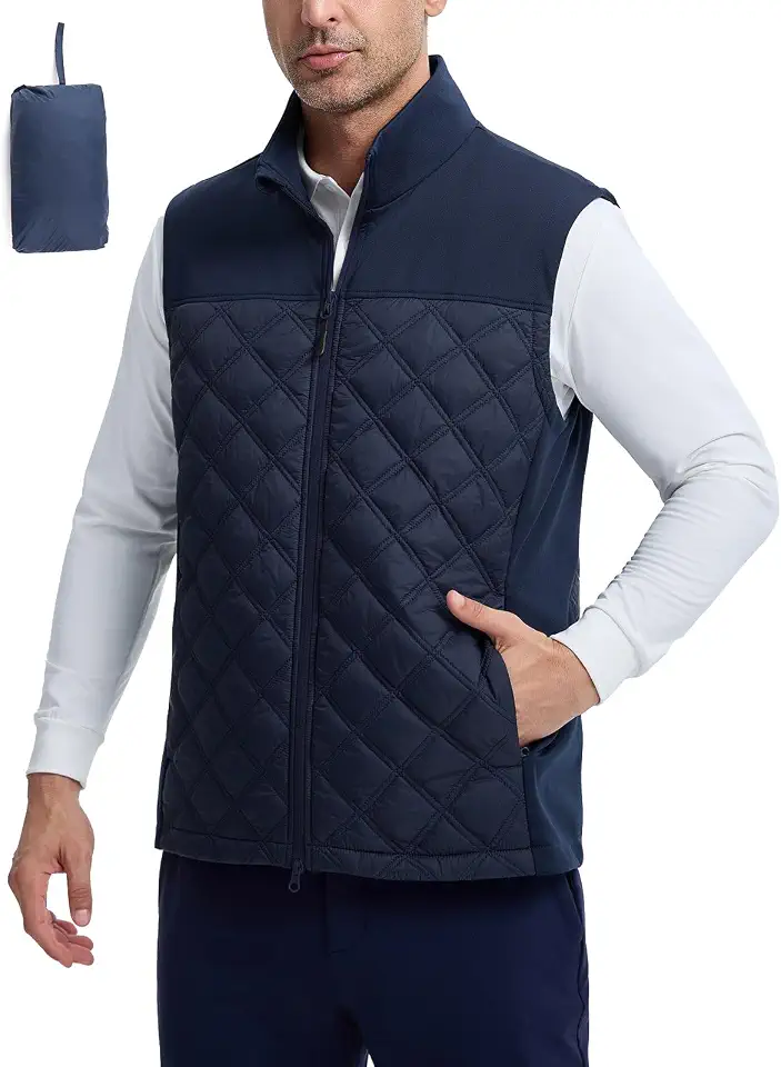 baleaf Men's Puffer Vest Golf Outerwear Winter Packable Lightweight Warm
