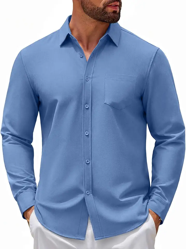 Global Recycled Standard COOFANDY Mens Casual Button Down Denim Shirts Long Sleeve Untucked Stretch Dress Shirt