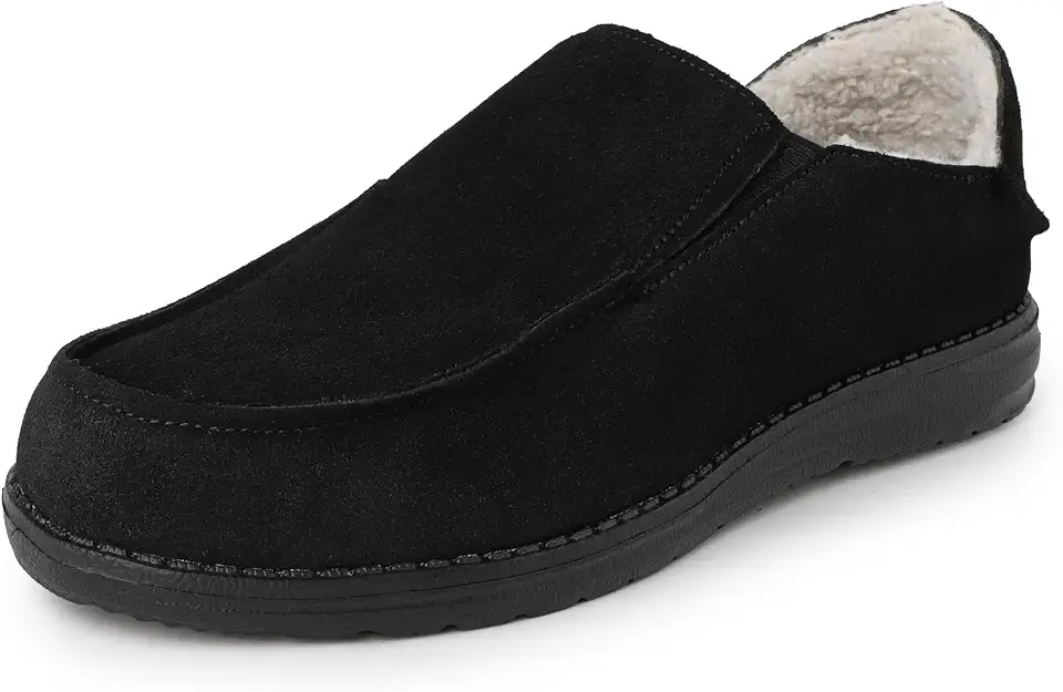 TIESTRA Men's Genuine Leather Slip-On Casual Loafers with Convertible Back | Warm Plush Lined Suede Mule | Indoor Outdoor Comfort Moccasins Shoes for Winter Daily Wear & Driving