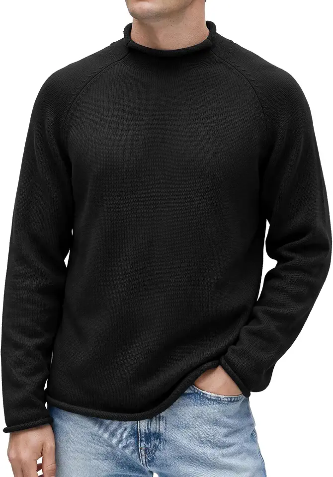 JEMLDL Men's Mock Turtleneck Regular Fit Sweater Solid & Stripes
