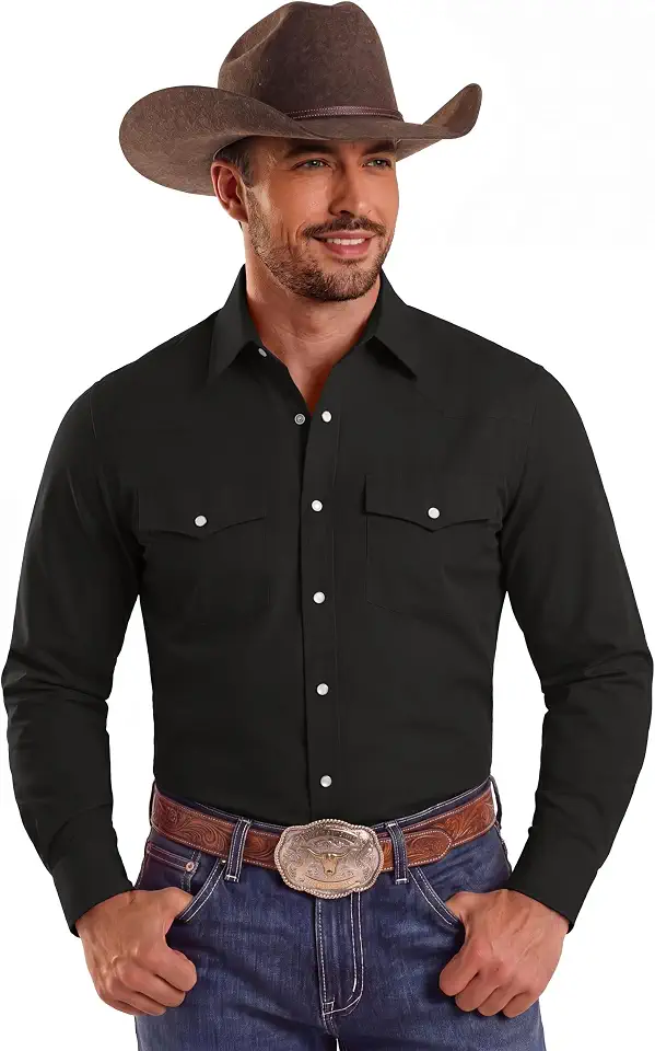 Global Recycled Standard COOFANDY Men's Western Cowboy Shirts Casual Button Down Shirt Long Sleeve