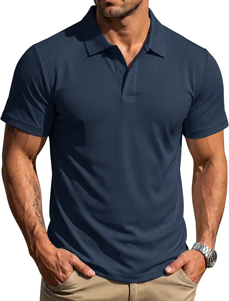 MAGCOMSEN Men's Polo Shirts Short Sleeve Knit Stretchy Collared Golf Shirts