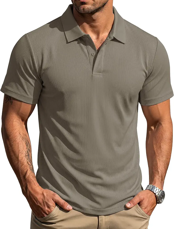 MAGCOMSEN Men's Polo Shirts Short Sleeve Knit Stretchy Collared Golf Shirts