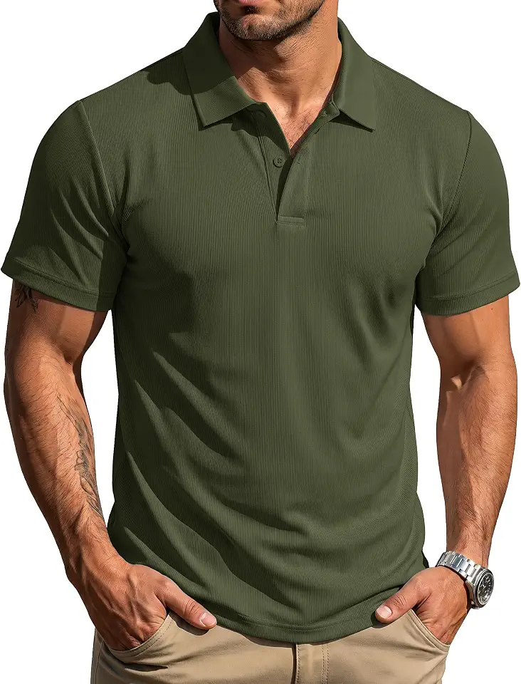 MAGCOMSEN Men's Polo Shirts Short Sleeve Knit Stretchy Collared Golf Shirts