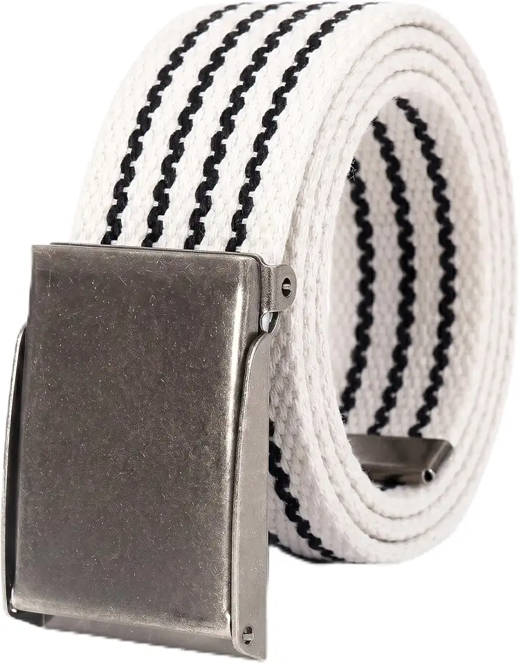 Mile High Life Canvas Web Belt | Cut to Fit Up to 52" | Flip-Top Matte Silver Nickel Buckle 12 Colors