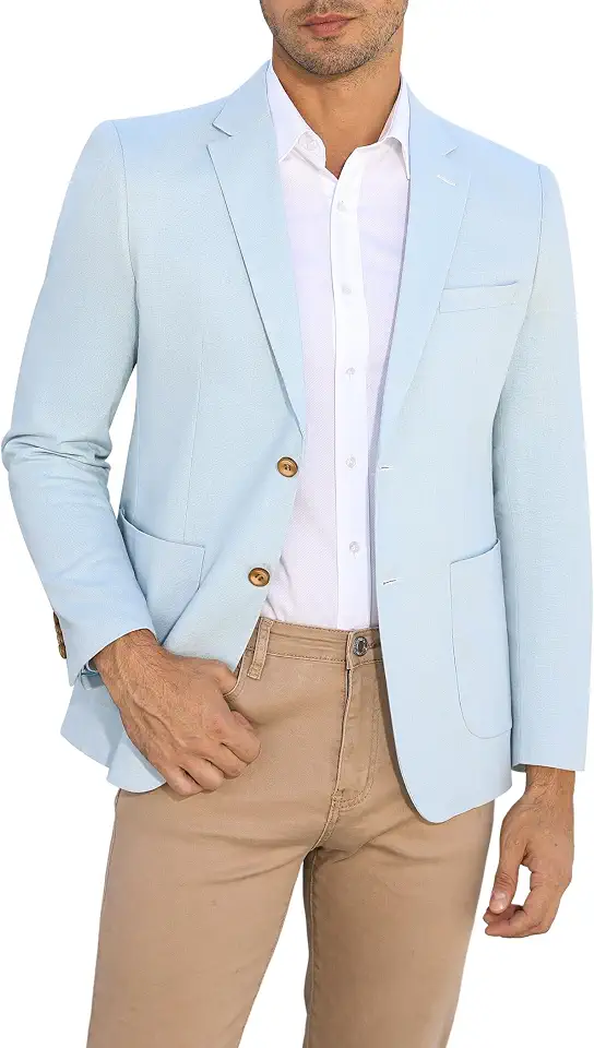 YesFashion Mens Linen Casual Blazer Sport Coat Lightweight Suit Jacket