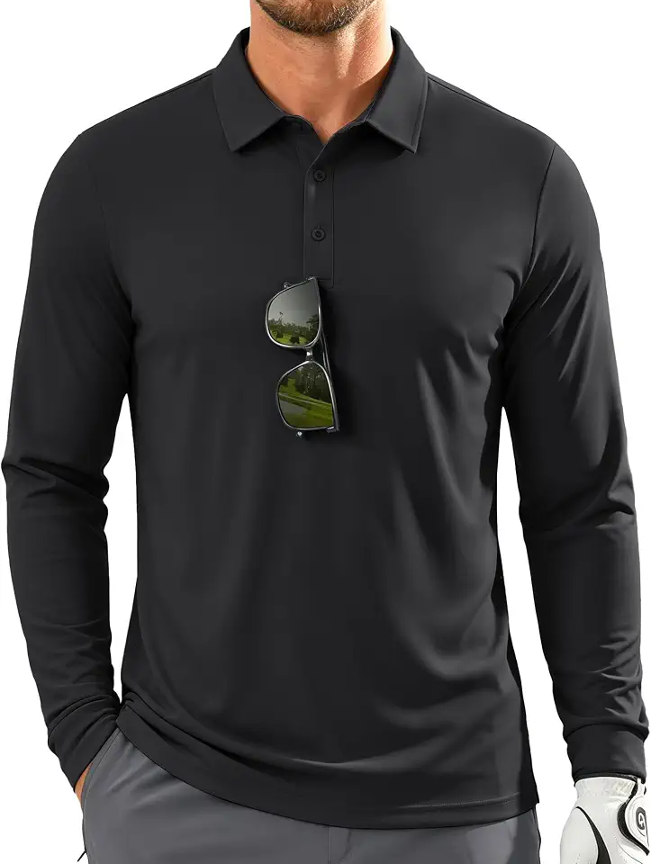 Men's Long Sleeve Polo Shirts Quick Dry Collared Golf Shirts