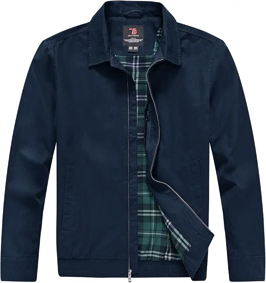 Rdruko Men's Lightweight Cotton Jackets Chore Coat Windbreaker