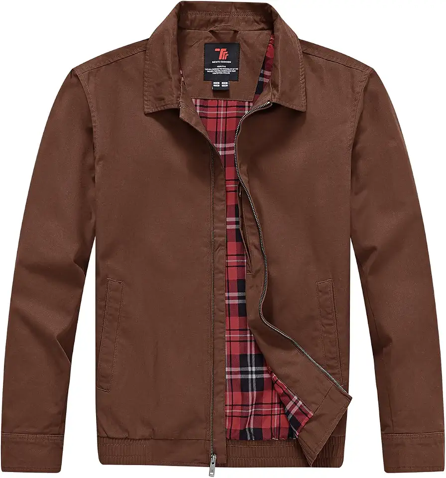 Rdruko Men's Lightweight Cotton Jackets Chore Coat Windbreaker