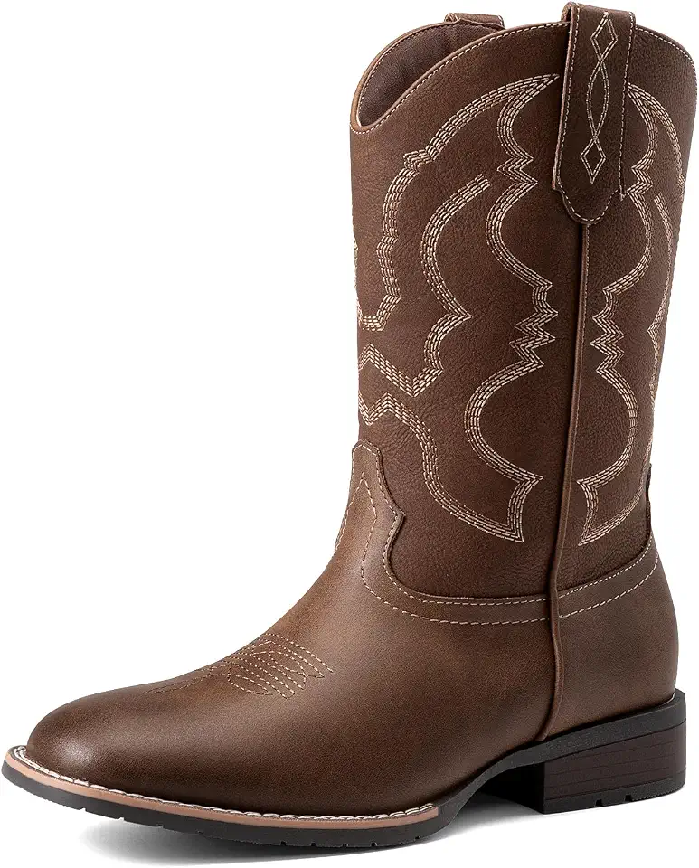 Men's Dark Brown Square Toe Cowboy Boots