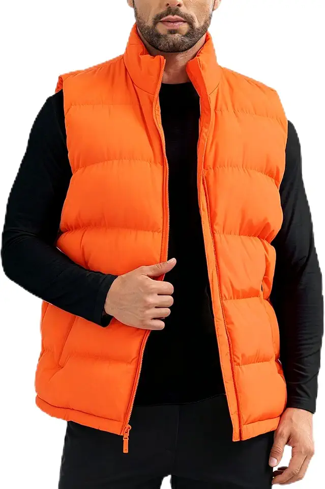 Men'S Winter Lightweight Puffer Vest Sleeveless Jacket Casual Puffy Vests