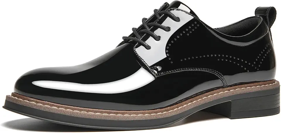 Men's Black Leather Derby Dress Shoes