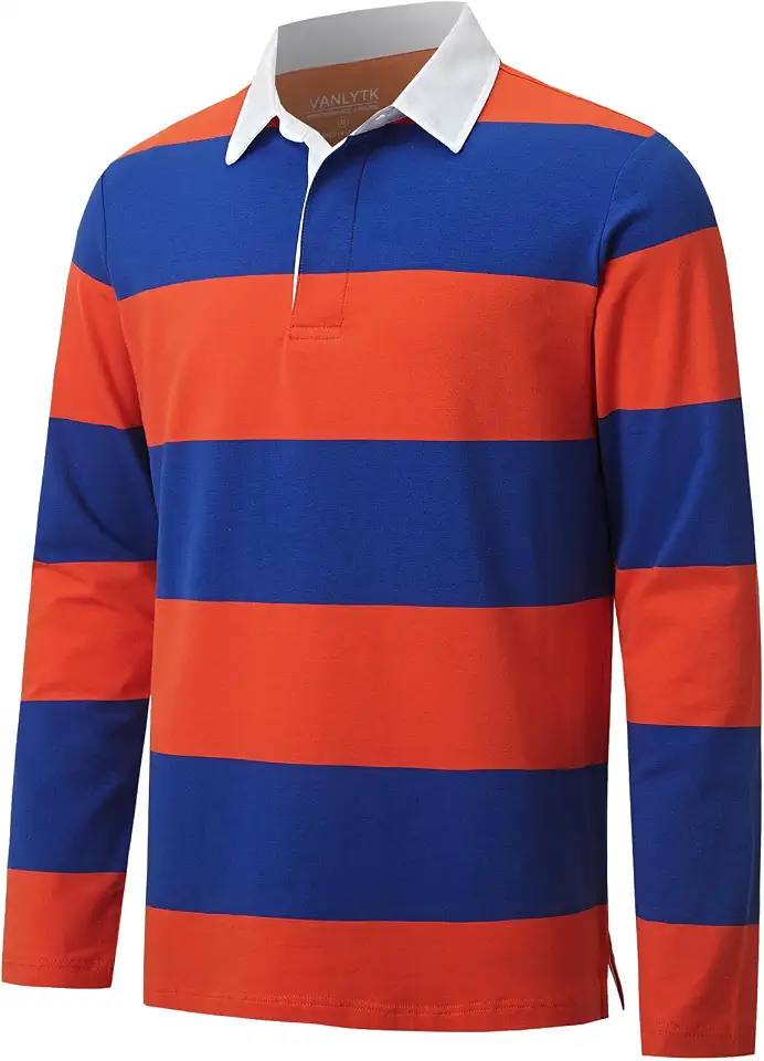 Mens Polo Shirts Striped Cotton Moisture Wicking Classic Collared Casual Golf Shirts for Men