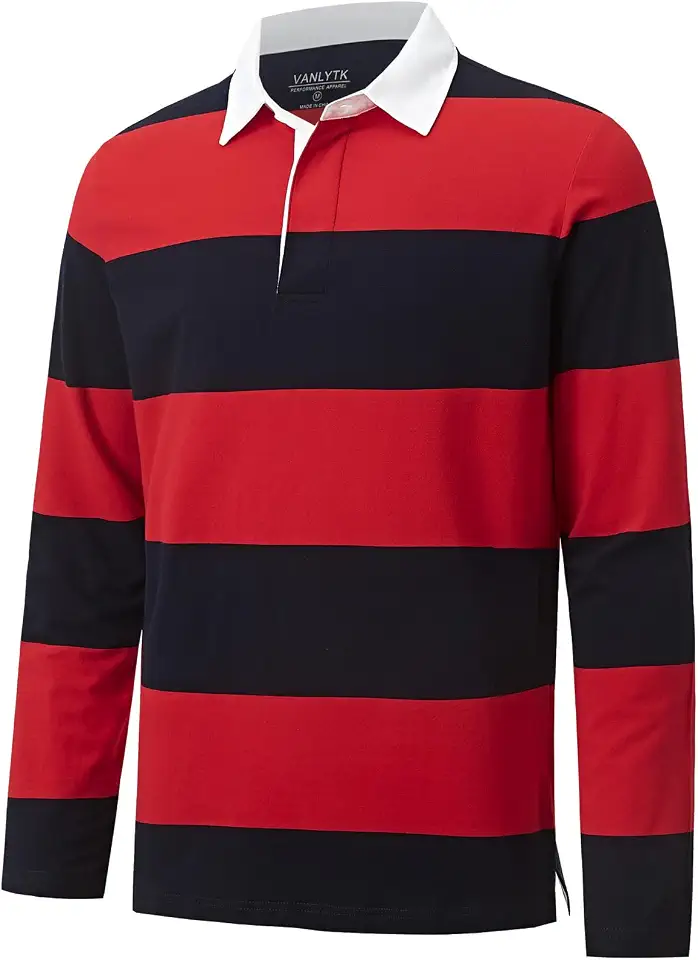 Mens Polo Shirts Striped Cotton Moisture Wicking Classic Collared Casual Golf Shirts for Men