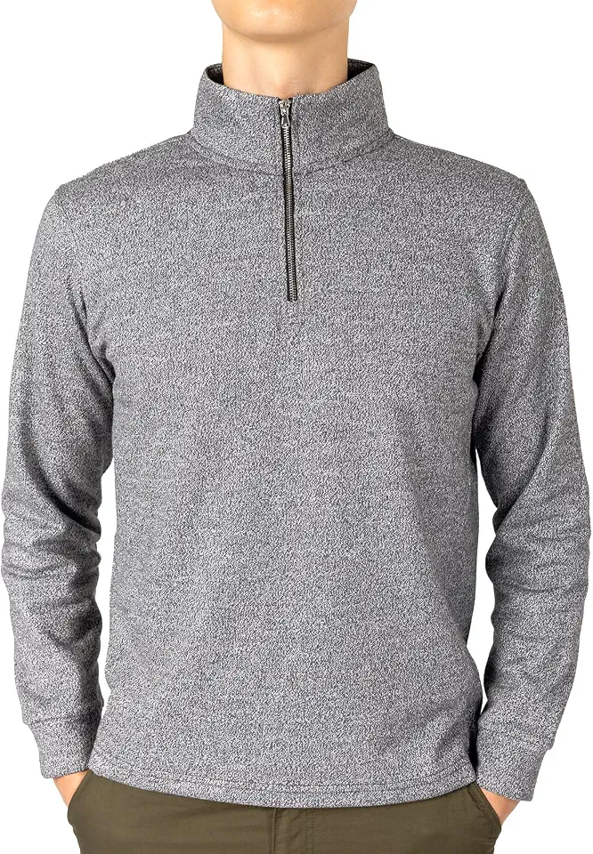 Men's Cotton Blend Fleece Lined Quarter Zip Pullover Golf Shirt