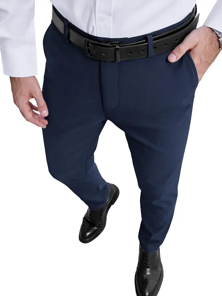 PLEPAN Men's Dress Pants Slim Fit Stretch Slacks Tapered Trousers 30"/32"