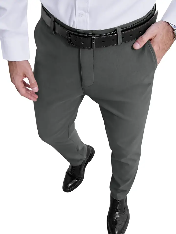 PLEPAN Men's Dress Pants Slim Fit Stretch Slacks Tapered Trousers 30"/32"