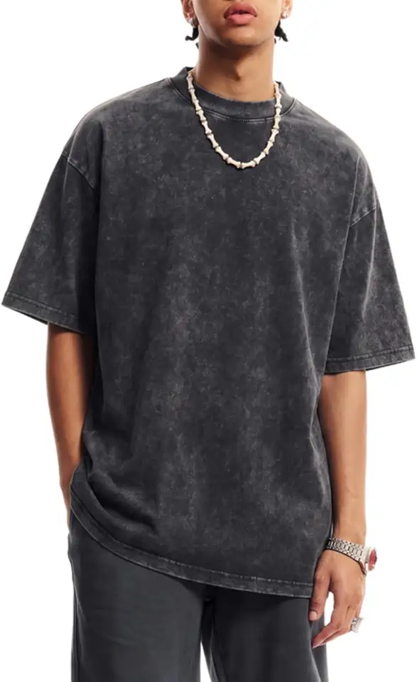 KEEPSHOWING Oversized Tshirts for Men Acid Wash Crewneck Cotton Graphic Tees Basic Short Sleeve Loose Fit Tops 2026