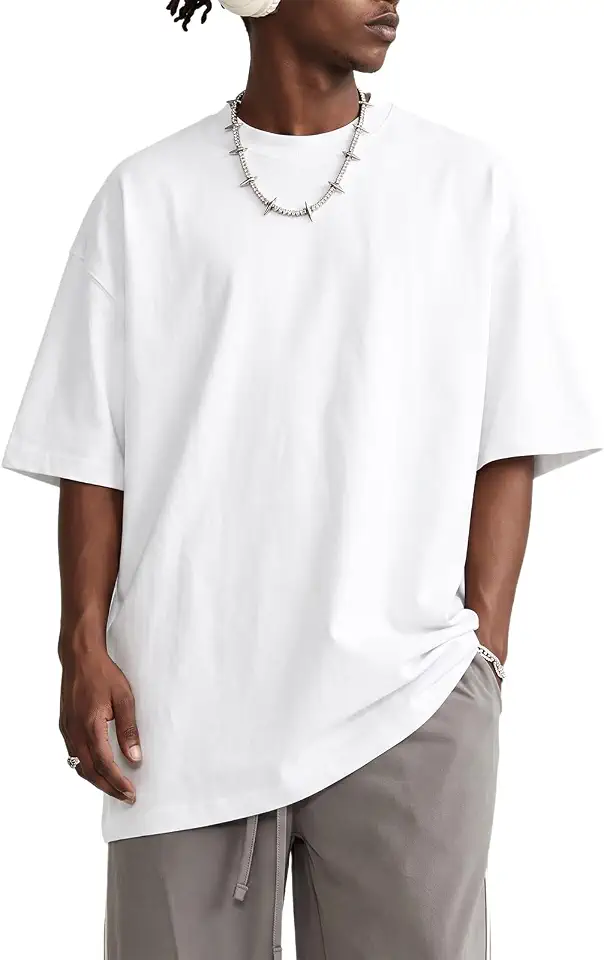 KEEPSHOWING Oversized Tshirts for Men Acid Wash Crewneck Cotton Graphic Tees Basic Short Sleeve Loose Fit Tops 2026