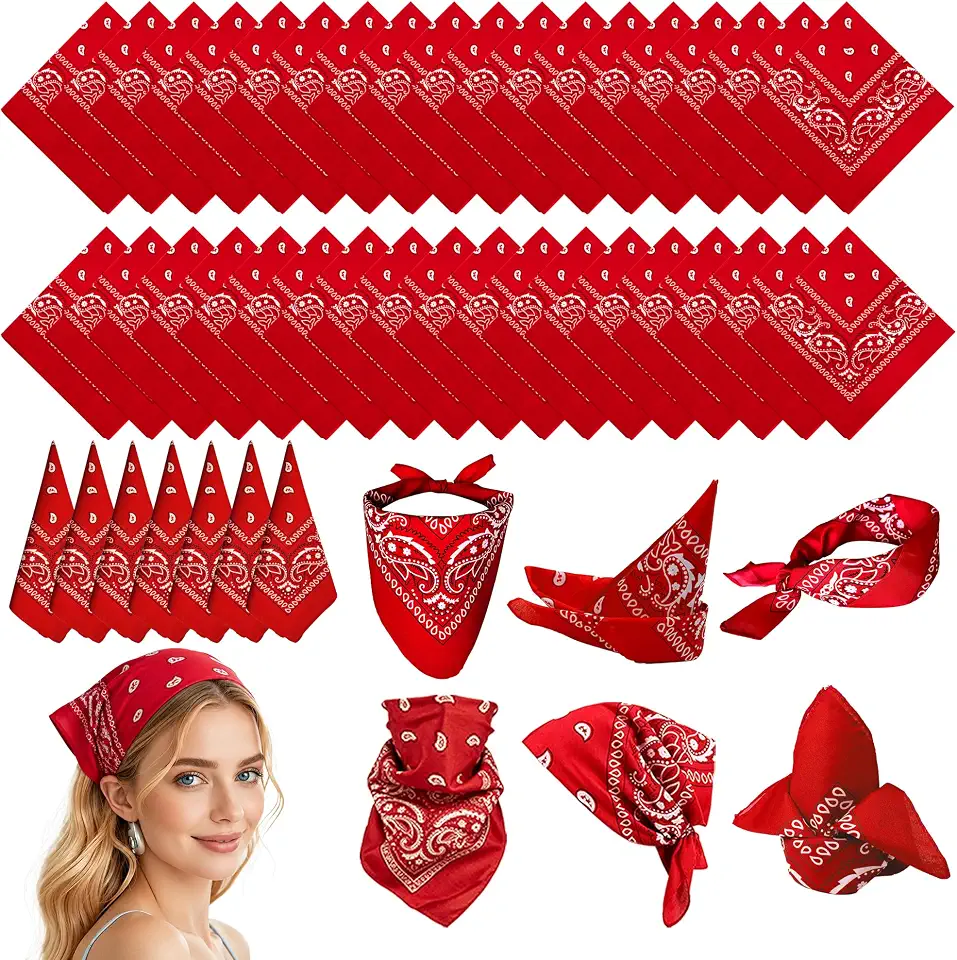 Red Bandanas Multi-Pack, 16/28/38/48/100 Pack Options