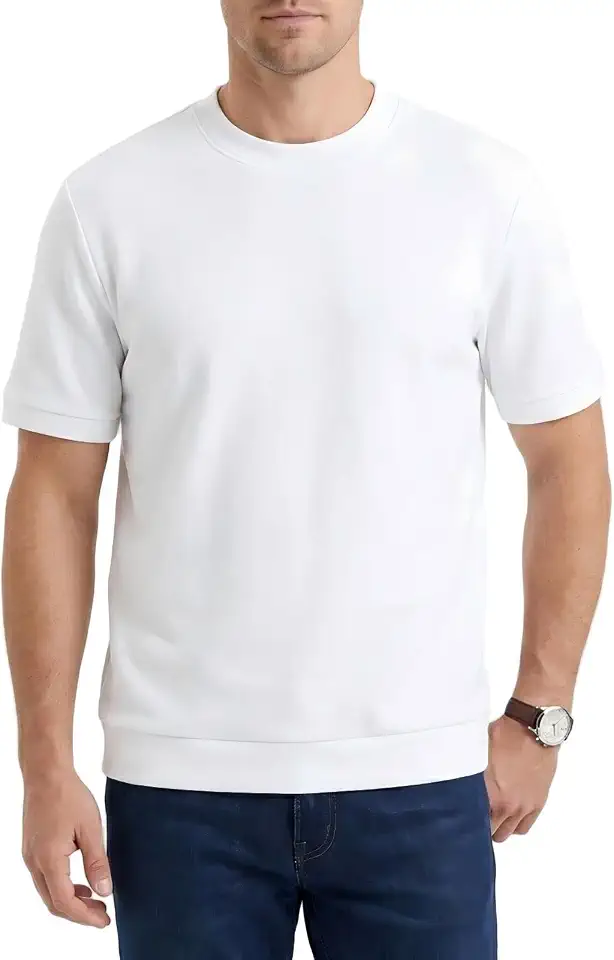 Mens Knit T-Shirts Casual Crewneck Short Sleeve Shirts