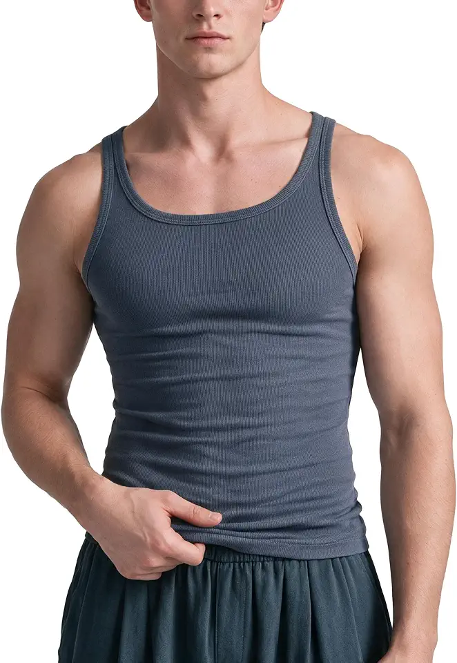 Men's Ribbed Cotton Blend Muscle Tank Top