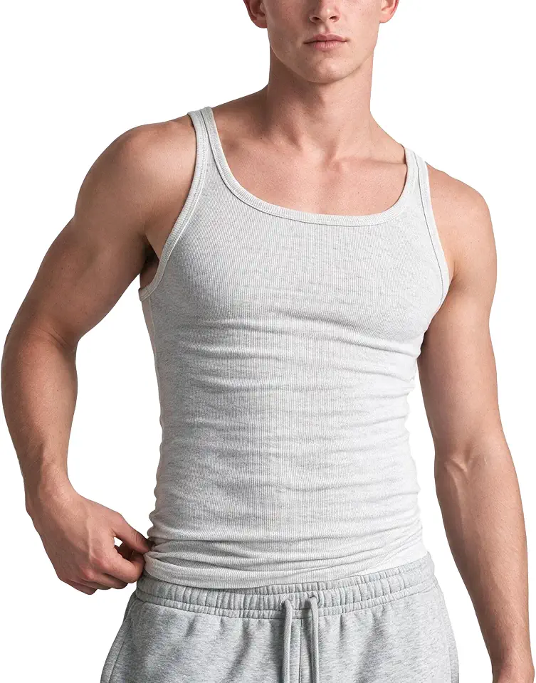 Men's Ribbed Cotton Blend Muscle Tank Top