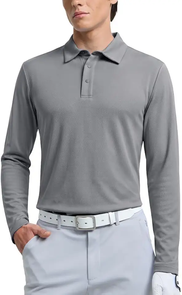 Men's Long Sleeve Golf Polo, Moisture Wicking