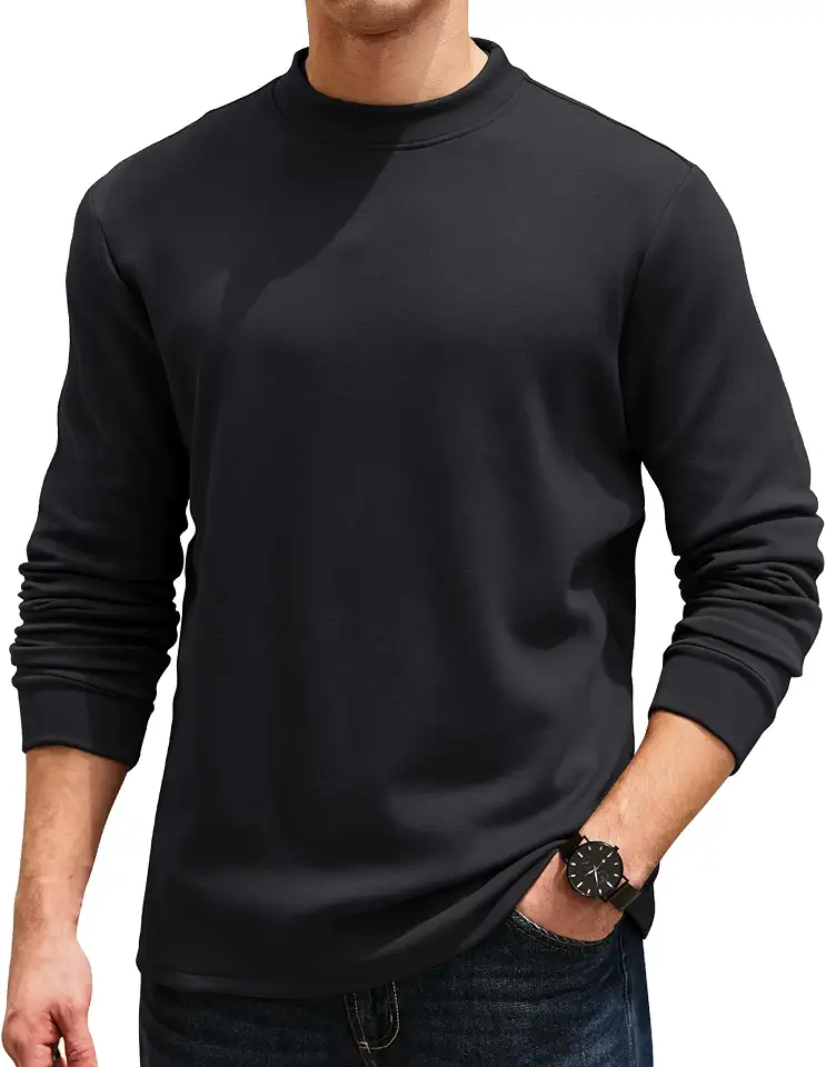 Herberton Mock Turtleneck for Men Fleece Lined Heavyweight Basic Shirts