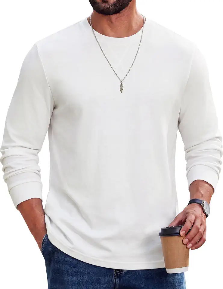 COOFANDY Mens Long Sleeve T Shirt Cotton Blend Casual Tee Shirts