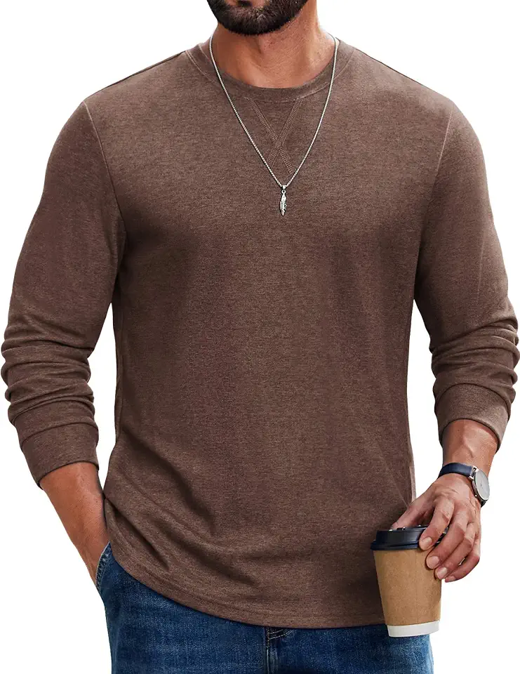 Global Recycled Standard COOFANDY Mens Long Sleeve T Shirt Cotton Blend Casual Tee Shirts