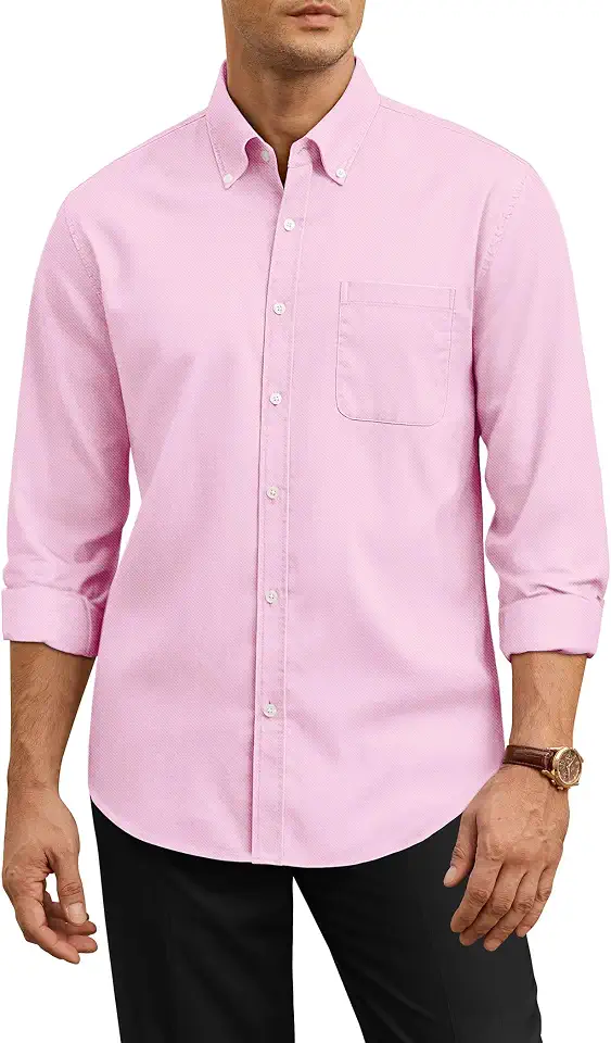 Global Recycled Standard Oxford Shirts for Men Stretch Cotton Dress Shirt Long Sleeve Casual Button Down Shirts Collar Shirt