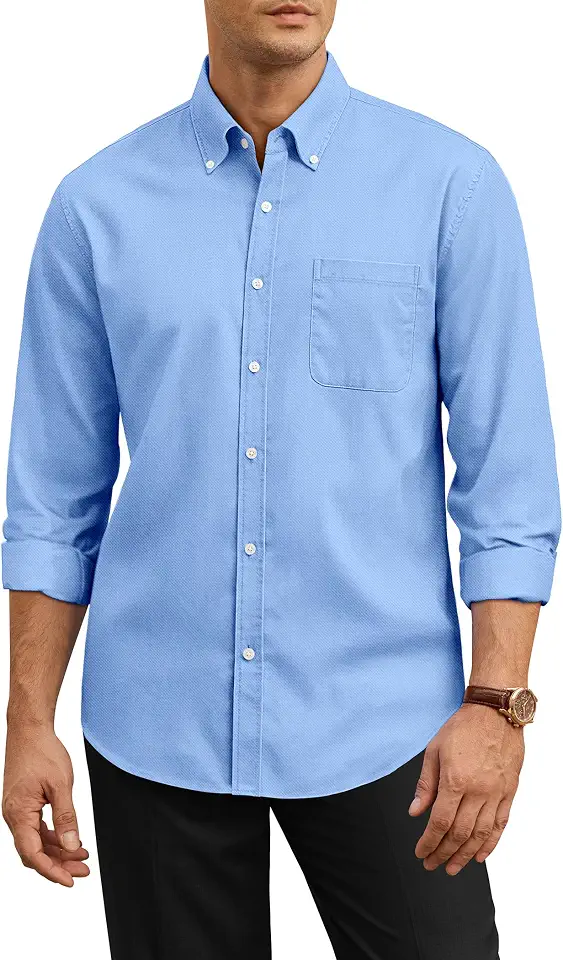 Global Recycled Standard Lion Nardo Oxford Shirts for Men Stretch Cotton Dress Shirt Long Sleeve Casual Button Down Shirts Collar Shirt