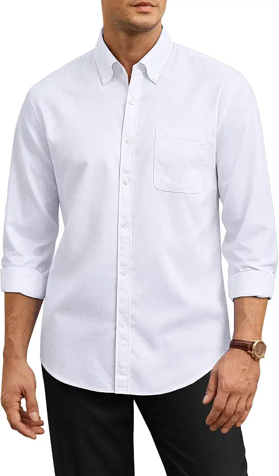 Global Recycled Standard Lion Nardo Oxford Shirts for Men Stretch Cotton Dress Shirt Long Sleeve Casual Button Down Shirts Collar Shirt