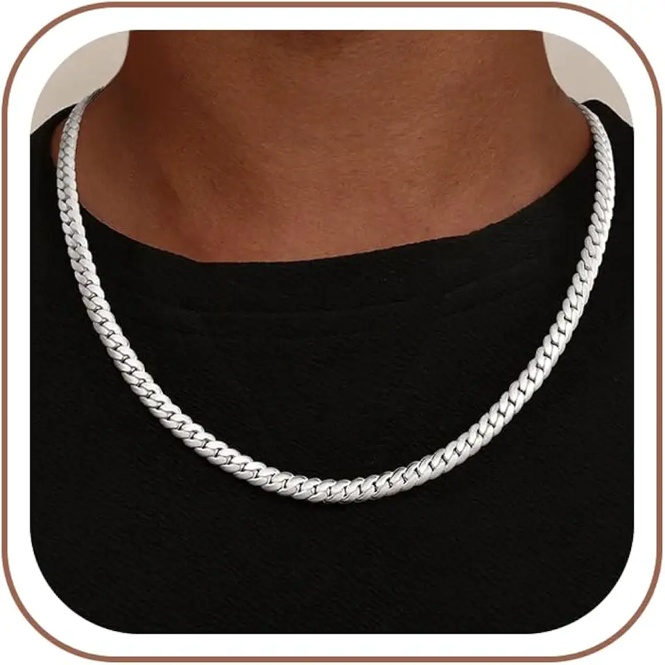 6mm 925 Sterling Silver Over Cuban Link Chain for Men