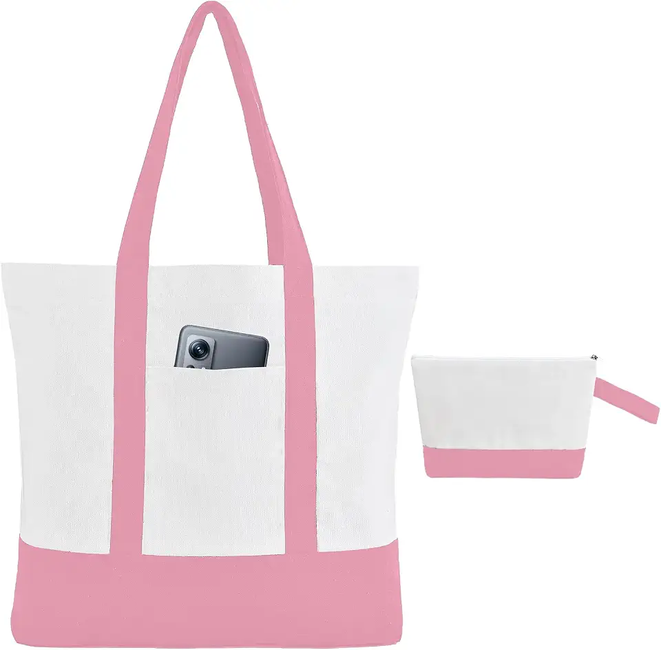 Men's Pink Canvas Tote Bag