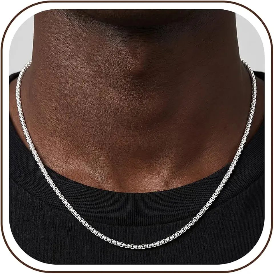Silver Chain for Men - 2.5mm/4mm/5mm 925 Sterling Silver Round Box Chain