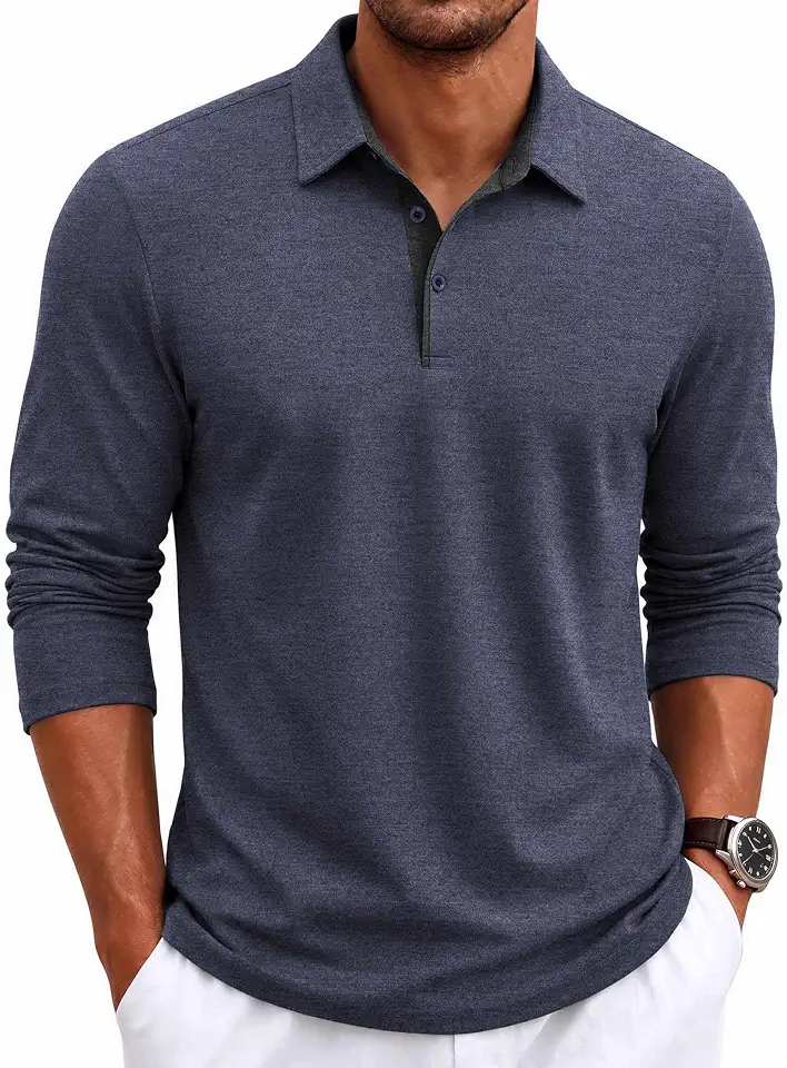 Men's Dark Navy Blue Knit Polo Shirt