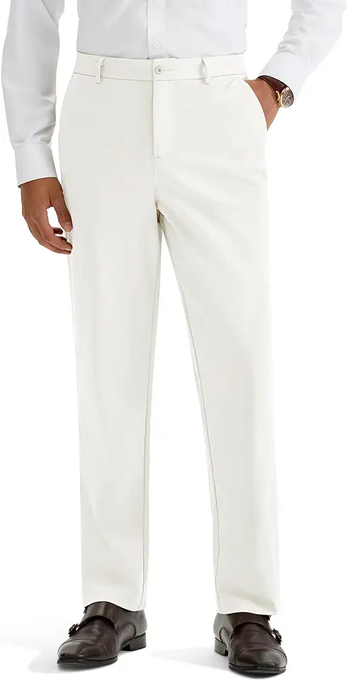 Mens Dress Pants Stretch Work Slack Wrinkle Free Lightweight Casual Trouser | Classic Fit Flat Front Straight Leg Moisture Wicking Lightweight Comfort Business Office Slacks Suit Pants 4 Pockets UPF50+