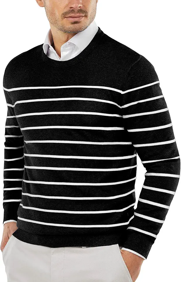 COOFANDY Men's Crewneck Sweaters Long Sleeve Knit Dress Slim Fit Pullover